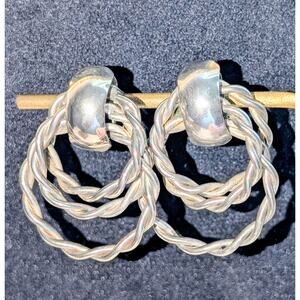 Vintage Twisted Triple Rope Pierced Earrings